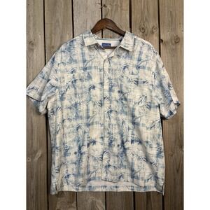 Caribbean Joe Palm Print Button Up Shirt XL 🌴